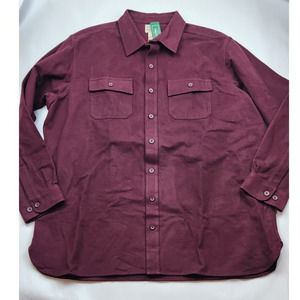 L.L. Bean Chamois Shirt XXL Tall Traditional Fit Button Up Flannel Deep Wine
